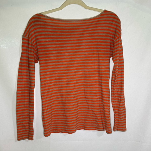 Ann Taylor Loft Striped Top size Small Orange and Brown Autumn Fall - Picture 5 of 5
